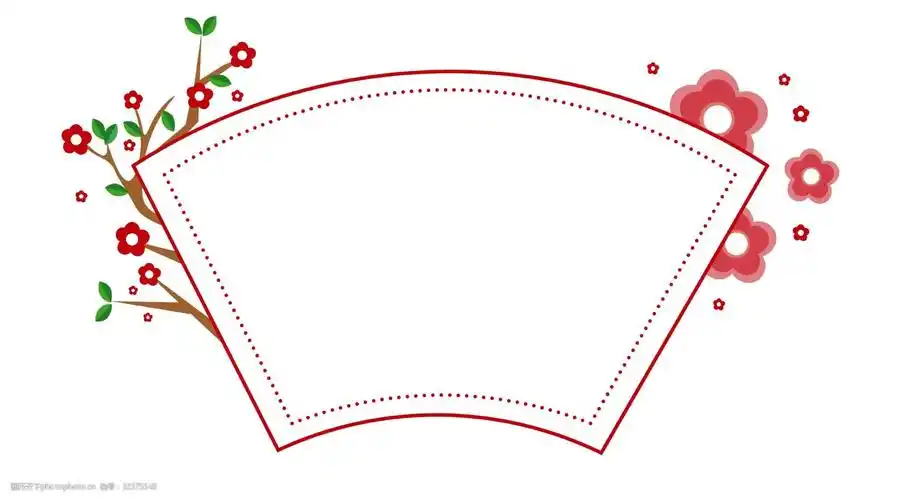红色扇形新春红梅矢量中国风造型边框素材