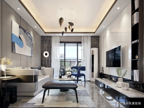 三室一厅客厅客厅现代简约102m05三居设计图片赏析--土巴兔装修效果