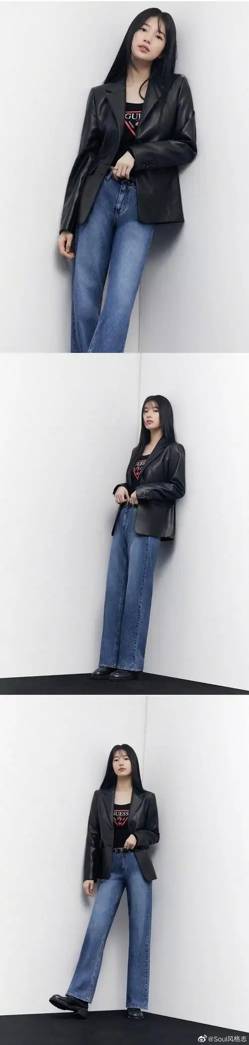 裴秀智x guess 2022秋冬画报 飘逸直发 高挑身材……__财经头条