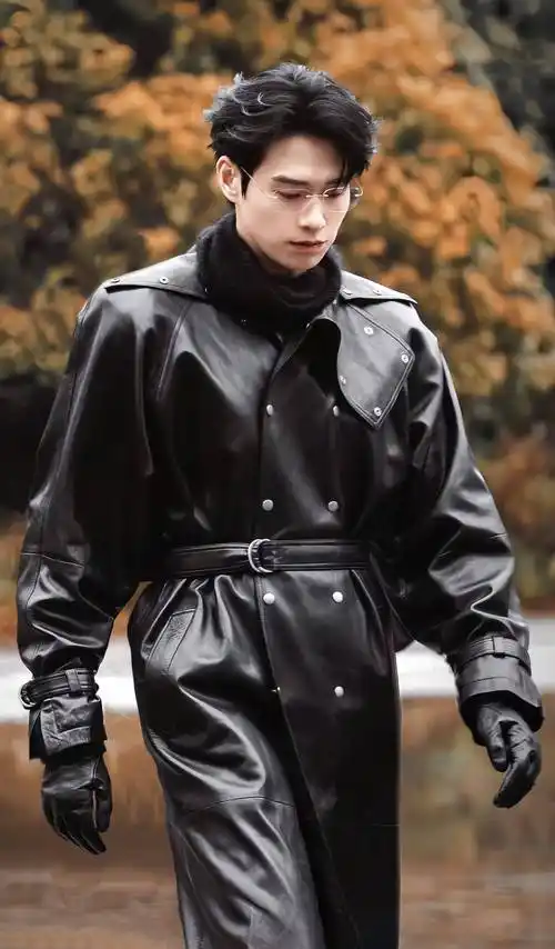 魏大勋长沙上班路透,又穿皮衣了,搭配白衬衫,满满男友风