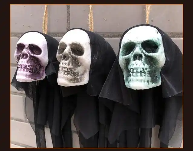 万圣节整蛊吓人玩具仿真布头鬼酒吧密室鬼屋骷髅小鬼头