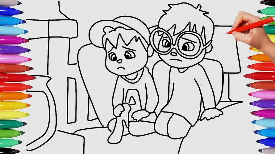 幼儿简笔画上色教程:兄弟俩