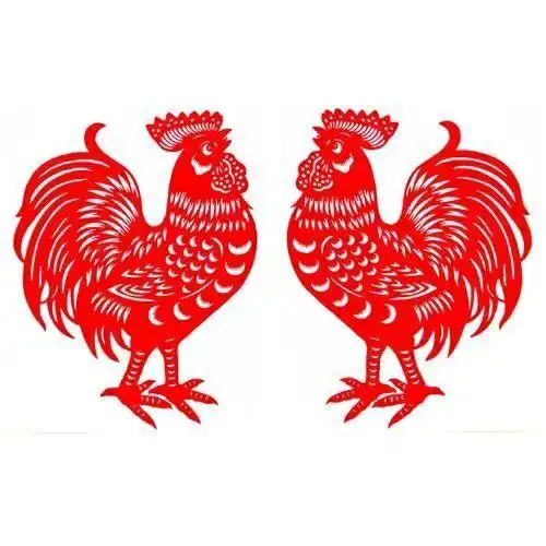 包邮大红公鸡剪纸镂空玻璃贴不干胶窗花墙贴装饰门画双面红色带胶