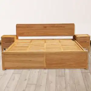 老榆木原木色双人床新中式实木现代品质中式床头柜全屋来图定制