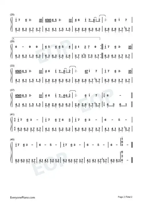 星辰大海-央视电影频道青年演员计划主题曲双手简谱预览2