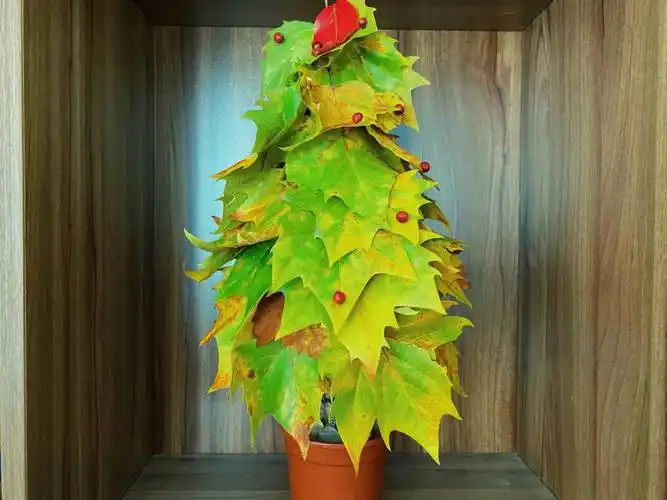 简约版树叶圣诞树秋天的礼物