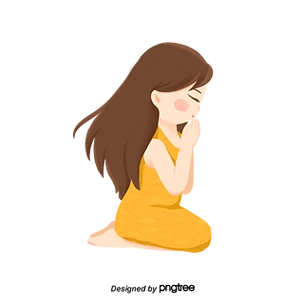 双手合十许愿的少女人物设计可商用元素黑白色祷告双手合十插画元素