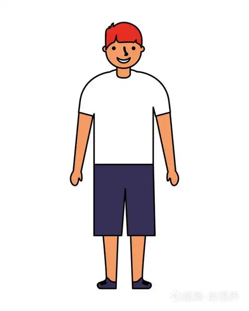 站立在白色背景的小男孩插画-正版商用图片17mivt-摄图新视界