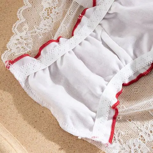 日系甜美可爱 内裤女士三角裤头蕾丝低腰少女生透气性感提臀 蕾丝爱心