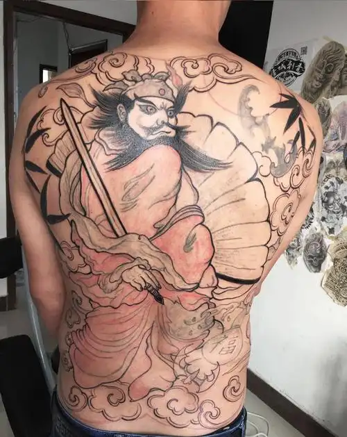 满背钟馗修改修复作品纹身图片背部老传统纹身图案