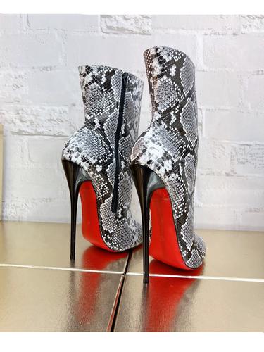 16公分高跟靴子蛇纹拉链短靴细跟红底室内鞋床上高跟鞋41424345码