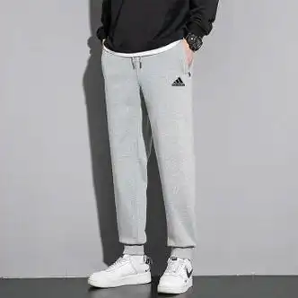 三叶草官方阿迪达斯斯裤子男运动卫裤宽松束脚休闲长裤adidas浅灰色