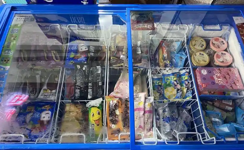 小卖部的雪糕大多数仍以我们常见的平价雪糕为主.摄影/李雪雪
