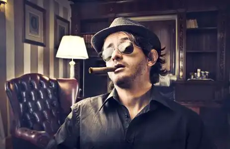 吸烟乡下人黑帮照片