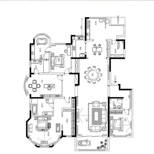 300平米的豪横三房大平层户型