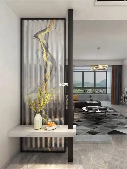 入户进门客厅玻璃玄关隔断装饰设计效果图