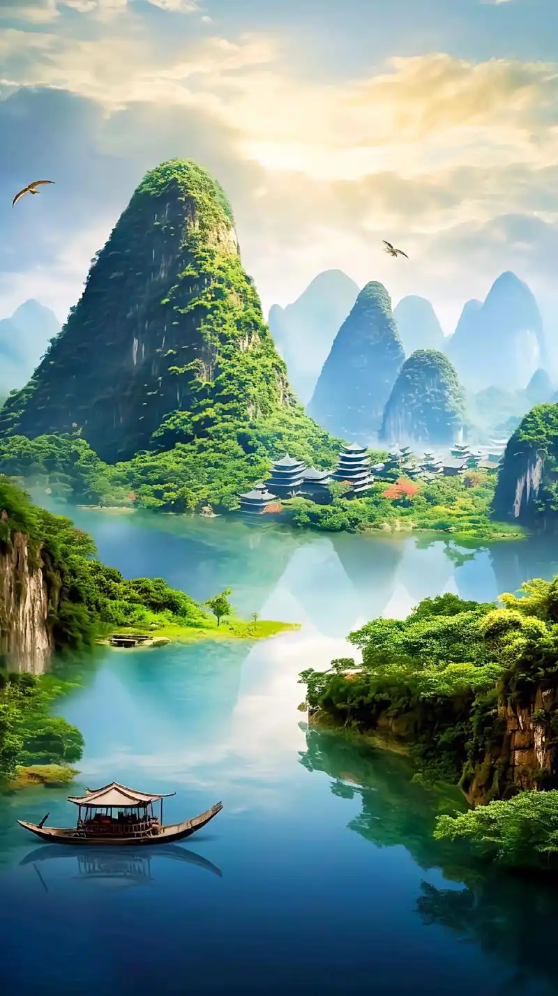 桂林山水甲天下,漓江风景美如画.奇峰,赤壁,碧水,大自然鬼斧 - 抖音