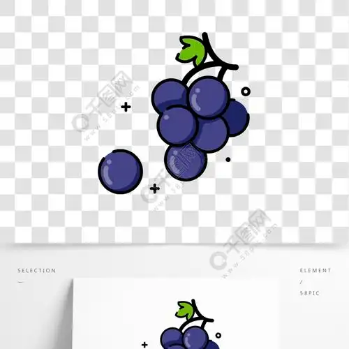 矢量扁平葡萄水果手绘插画元素模板免费下载_ai格式_2000像素_编号