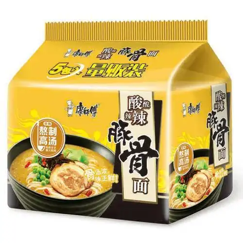 【自营】康师傅方便面高汤系列酸酸辣辣豚骨五包
