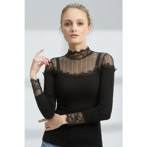 水中花性感蕾丝秋冬打底衫女修身紧身高领美体秋衣单件上衣可外穿