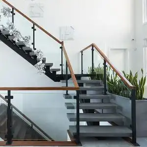 室内楼梯扶手简约栏杆钢化玻璃