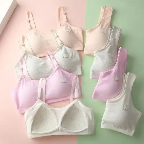 发育期内衣少女学生文胸内衣女童小背心无钢圈印花透气纯棉裹胸夏