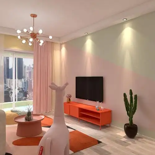 北欧撞色小户型电视背景设计 - vv软装设计设计效果图 - 每平每屋