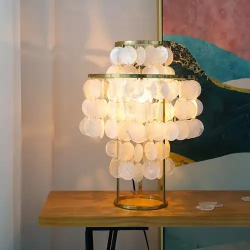 法式浪漫天然贝壳艺术台灯北欧地中海创意民宿客厅卧室装饰床头灯