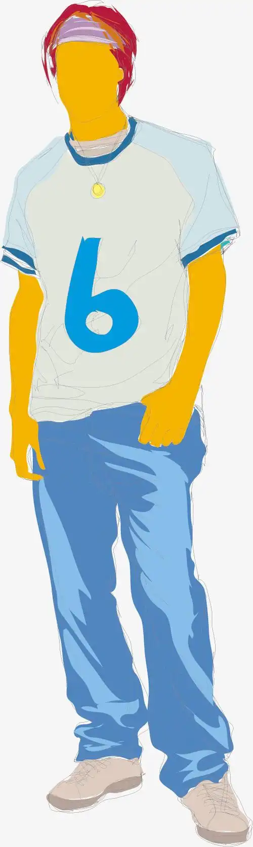 卡通男生站姿免抠素材免费下载_觅元素51yuansu.com