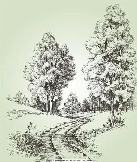 风景图画大全铅笔画风景简笔画