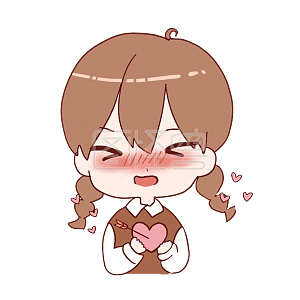 图怪兽原创元素卡通可爱小女孩表情包心动