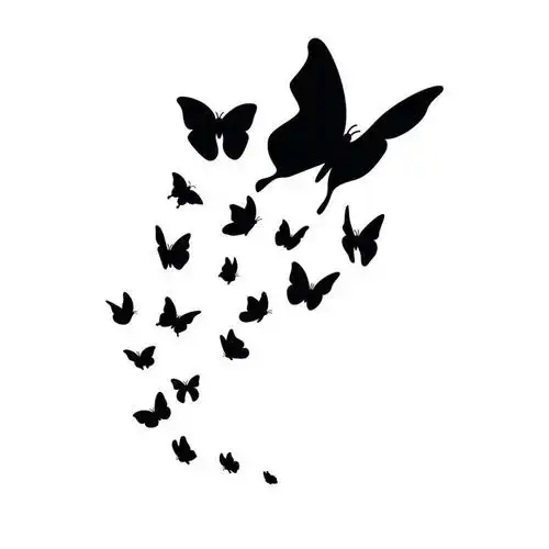 一群蝴蝶剪影装饰图案免抠矢量图片素材