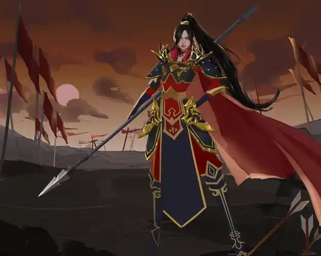 一个女将军的绘画过程图|插画|游戏原画|崔十二 - 原创作品 - 站酷