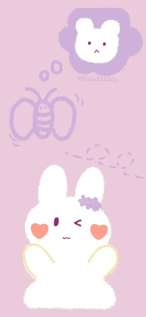 萌趣可爱兔子手绘全面屏手机壁纸