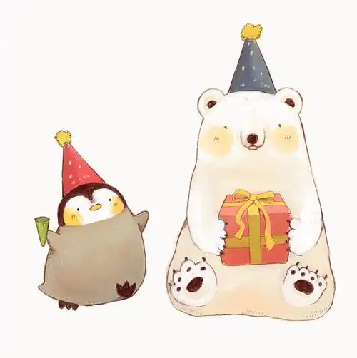 萌物可爱插画动物企鹅熊q版