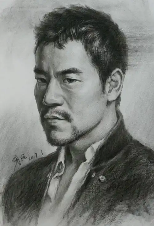 明星廖凡素描头像图片 凡哥头像写实手绘