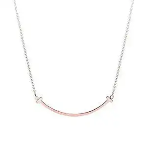 18k金黄金玫瑰金微笑项链tiffany笑脸钻石项链彩金锁骨链满钻吊坠