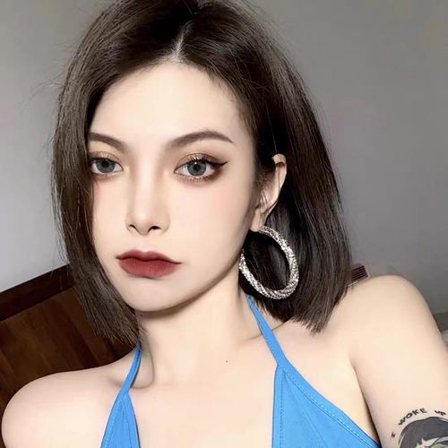 假发女短发中分无刘海波波头网红修脸圆脸减龄自然少女学生全头套