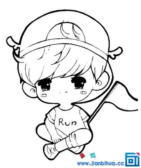 鹿晗q版简笔画图片,q版鹿晗画法图片_可可简笔画