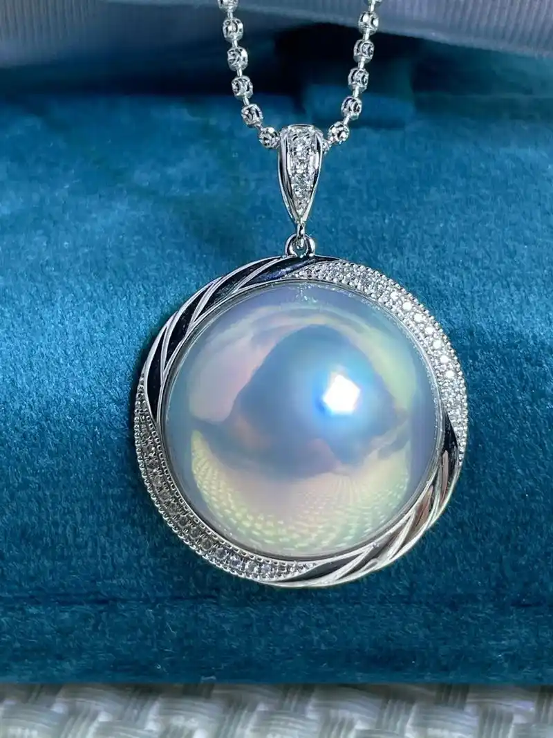 天然海水18k金钻石经典玛贝珍珠吊坠.香港9396珠宝展回来 - 抖音