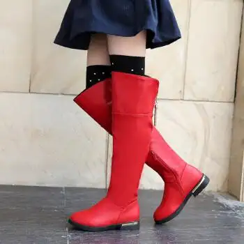 女童皮靴过膝靴高筒靴公主靴长筒靴加绒棉靴2017秋冬韩版儿童靴子