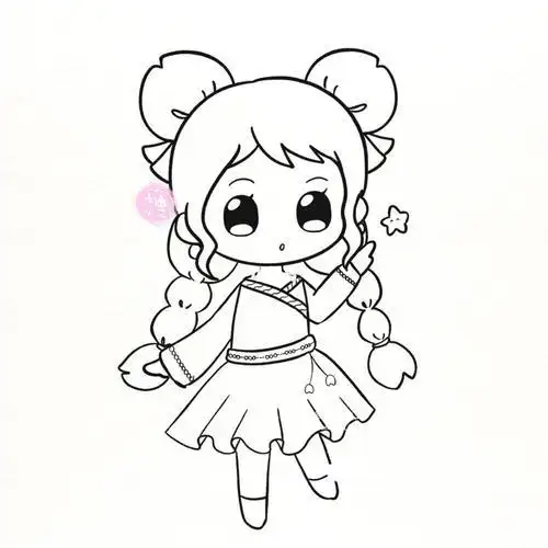 古风汉服星座公主画 超萌简笔画线稿图星座汉服古风线稿简笔画