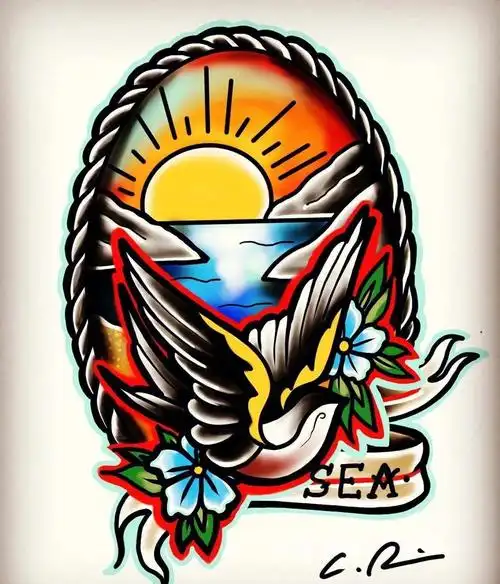 威海纹身一凡刺青燕子系列素材纹身