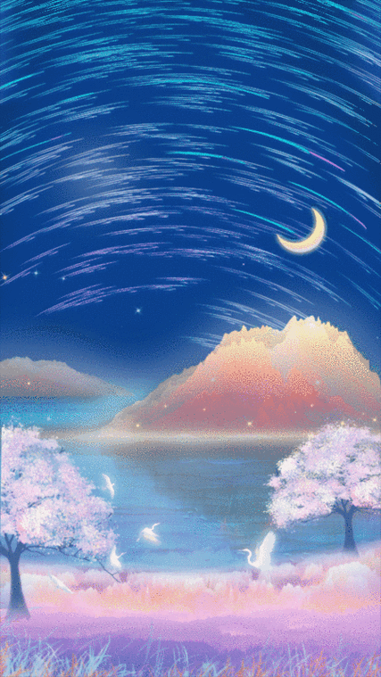 夜晚蓝色星空下流星划过,森林公园很安静上插画图片