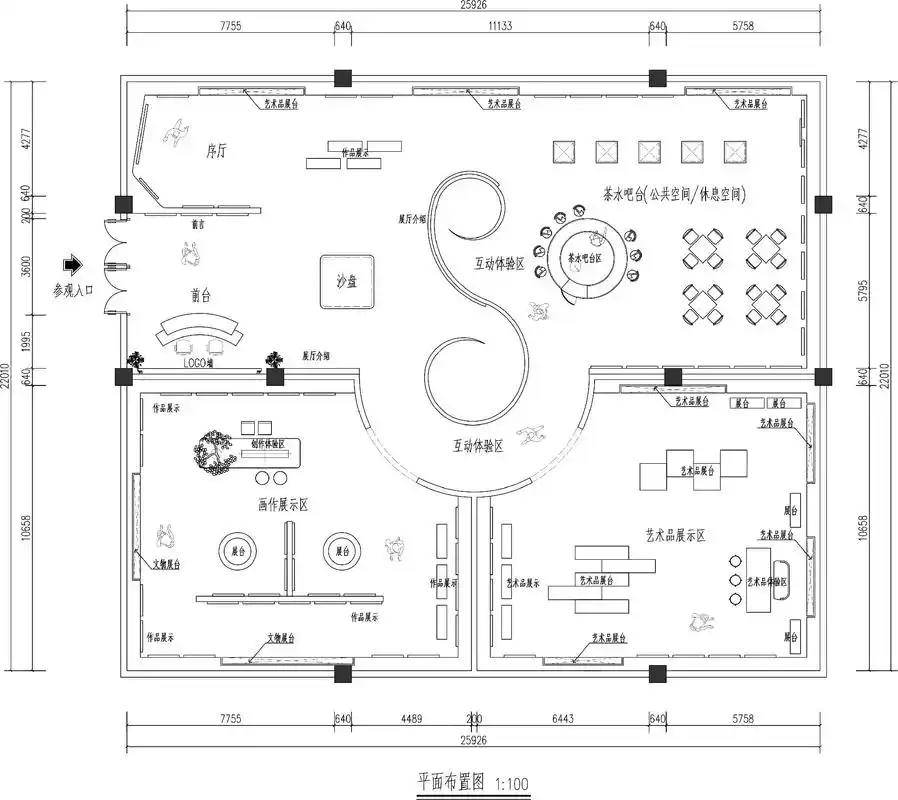 🎈594m²画展展厅设计平面图(原创设计)🎈可接/ca - 抖音