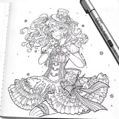 精美动漫手绘女生动漫这样画不上色也好看