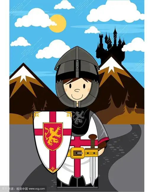 可爱的卡通中世纪骑士