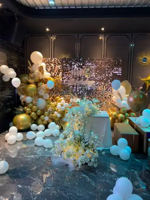 南宁白金主题女神生日布置