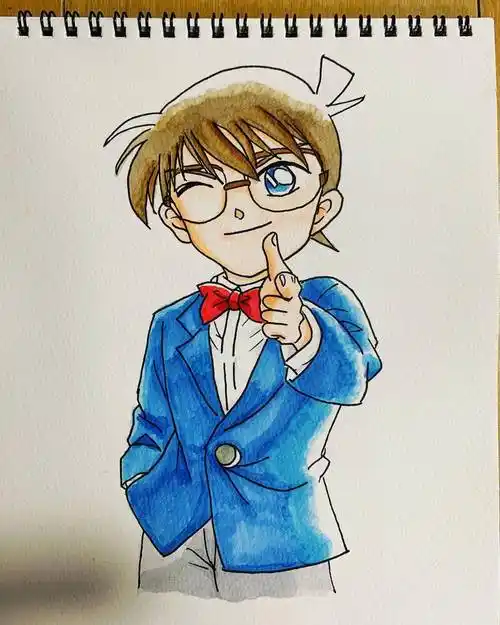 名侦探柯南变小的工藤新一彩色简笔画图片大全_12