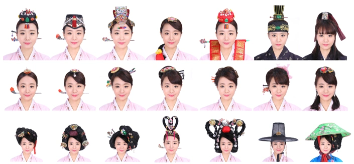 (辩绳发型 ,基本妾和簪子 ,妓女发型 , 婚礼服发型 ,宫廷女式帽子